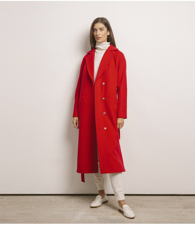 Пальто женское кашемировое; красное