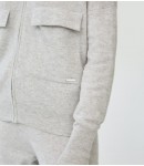 Кардиган кашемир на молнии с низкими карманами; светло-серый
