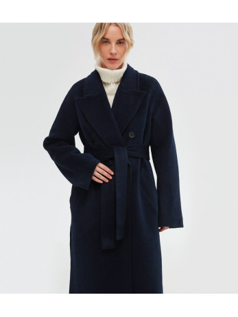Пальто шерстяное 23 classic; темно-синее